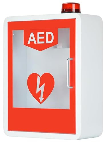 YHUEGH AED-Defibrillator-Aufbewahrungsschrank, an der Wand montierter Herz-Defibrillations-Alarmkasten, Doppelschaltersteuerung, Erste-Hilfe-Koffer, passend für die meisten AED-Modelle, für Büro