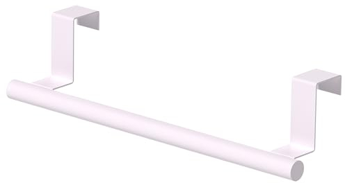 Qflushor Porta asciugamani sopra l'anta dell'armadio, barra bianca in acciaio inox per cucina, per strofinacci, confezione da 1