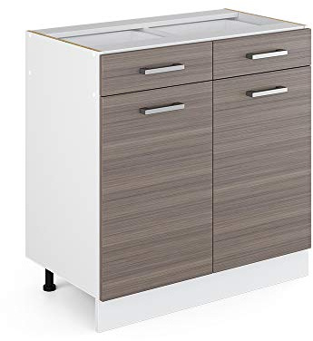Vicco Unterschrank R-Line, Grau, 80 cm | mit Schubladen und Türen, ohne Arbeitsplatte, geeignet zur platzsparenden Aufbewahrung in Küchenzeilen