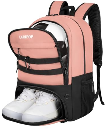 LARIPOP Soccer Backpack,Soccer Bag with Ball Holder and Shoe Compartment,Sports Equipment Training Bags Fits Basketball Football Volleyball and Accessories