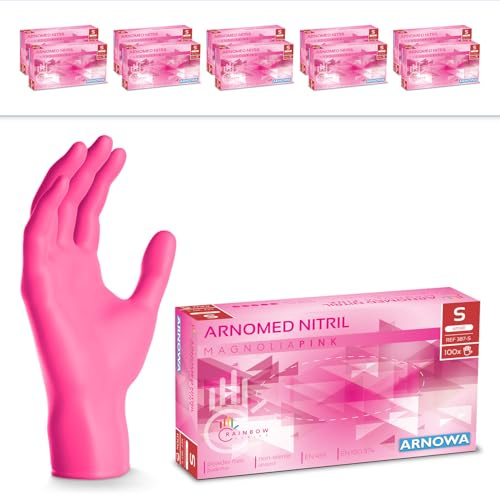 1000x ARNOMED® Einweghandschuhe Pink, Nitril Handschuhe, Einmalhandschuhe S | Nitrilhandschuhe Einweg puderfrei, Gummihandschuhe Einweg, Schutzhandschuhe, Handschuhe Nitril in XS, S, M, L