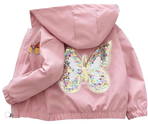 Veste demi-saison pour enfant fille avec motif papillon - Veste d'extérieur mignonne - Veste d'été pour fille - Veste mi-saison - Veste d'été pour enfant fille