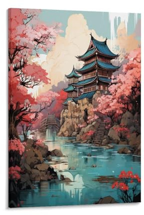 NAHCBIOT Peinture de paysage Impression Sur Toile Portrait - Tableau Abstrait -Decoration Murale Salon Moderne - Style japonais Image Sur Toile 08x12inch(20x30cm)