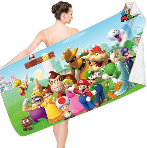 Siphus Kinderstrandtuch, Mikrofaser Beach Towel, 150x75cm, Cartoon-Muster, Weiße Flaumseite, Saugt Wasser, Ideal für Kinder, Strand, Schwimmbad, Fitnessstudio, Camping, Picknick