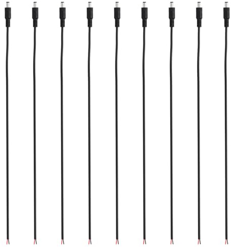 PATIKIL 20 Inch DC Power Cable, 20 Pcs 5.5mm x 2.1mm Barrel Plug Socket Cables DC Male Plug to Bare Wire Open Adapter for LED Strip, CCTV Camera
