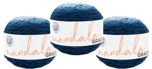 Lion Brand Yarn Mandala Gradient, Multicolor Yarn for Knitting, Crochet and Crafting, Steel Blue, 3 Pack