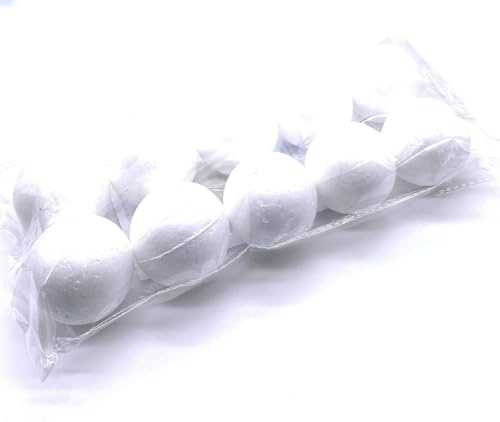 Lexicon Select Small Polystyrene Balls - 5cm diamter - Pack of 10 Make your own Christmas Baubles, Decoration and other Craft