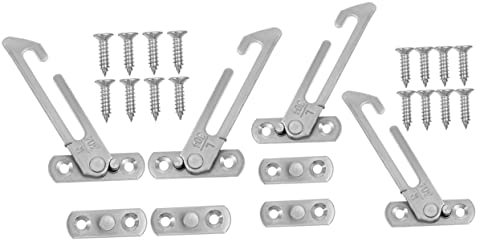 KONTONTY 4-teiliges Fenster-sicherheitsschloss Fensterbeschläge Aus Edelstahl Fensterstopper Für Schiebefenster Öffnungswinkel-sicherheitsbegrenzer Fensteröffnungsbegrenzer