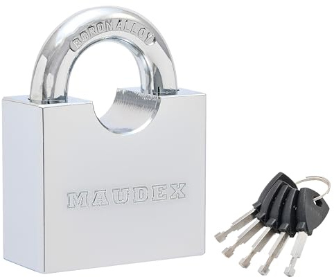 Maudex® RPB45 Candado de seguridad con 5 llaves, Arco endurecido resistente a cortes de 9 mm, Resistente a la intemperie, Candados de llave para casilleros de gimnasios, Cobertizo, Puerta, Garaje