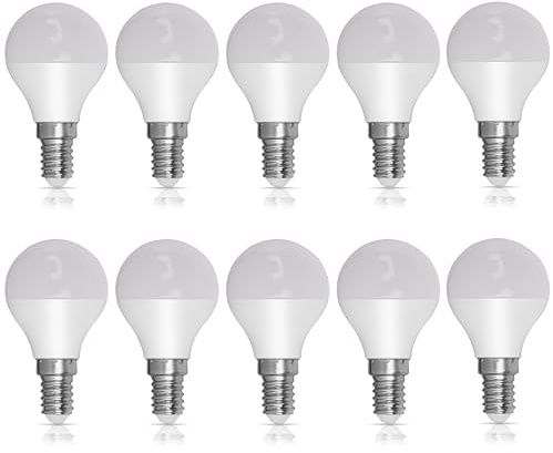 Bright Source Non-Dimmable Opal Frosted LED Golf Bulb, 2.9W, 250lm, E14 Small Edison Screw, 6500K Daylight White - Pack of 10 Bulbs