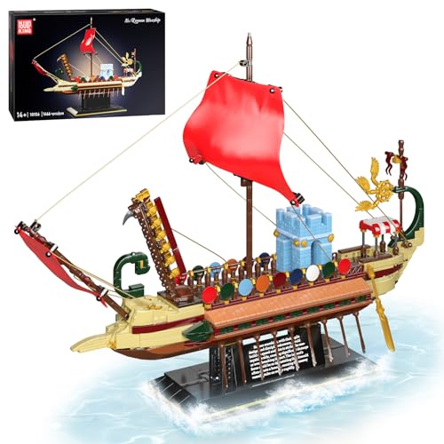 Mould King 10156 Klemmbausteine Schiff Piratenschiff Bausteine Mittelalterliches Kriegsschiff Spielzeug Segelschiff Modellbausatz Geschenk für Erwachsene(1466 Teile)