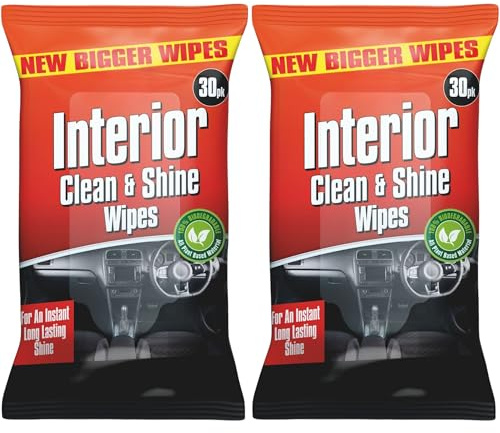 Premium Interior Car Wipes | Car Interior Cleaning Wipe Dashboard Wipes Clean & Shine 30 Pack X 2