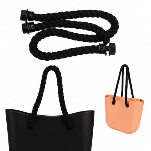 LuLiyLdJ Manici per Borse, Manici o Bag Lunghi, Sostituzione Sacchetto Catena Ricambio Accessori, 2 nero Manici in Corda per Borsa per Fai da Te Donna