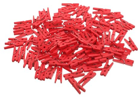 Ciieeo 100pezzi Mini Mollette Multiuso in Legno Naturale Rosso per Appendere Foto e Biglietti per Organizzare e Decorare La Casa