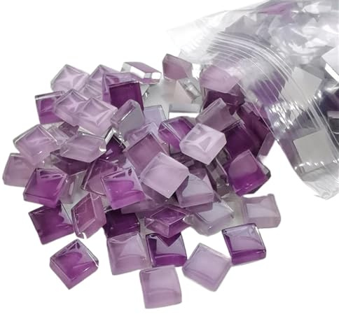Ayztantine Mosaiksteine Zum Basteln Mosaikfliesen 1 * 1 cm quadratisch transparent Glaskristall bunt Würfel Bastelprojekt Kinder DIY Zubehör erstellen(Mixed Grape)