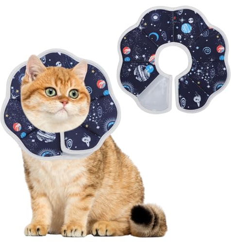 Halskrause Katze Weich & Wasserdicht, Katzenkragen nach OP - Halskrausen für Katzen & Hunde, Einstellbar mit Klett, 3 Größen (XS, S, M)