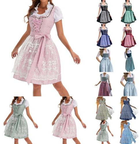 Sonnena Dirndl Damen Midi Trachtenkleid Trachtenmode Trachtenrock Kleid für Oktoberfest Besondere Anlässe S-5XL