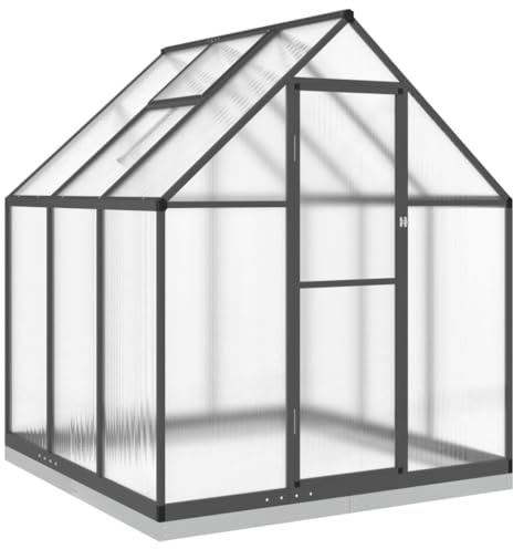 Invernadero de policarbonato de aluminio para plantas al aire libre, refugio de plántulas con ventilación y puerta, protección de plantas de invierno, 169 x 169 x 202 cm