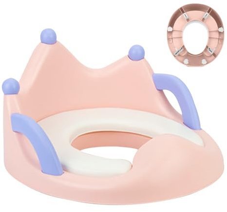 Children's Toilet Seat Toilet Training Seat - Non-Slip Potty Seat with Comfortable Handles - Toilet Trainer with Backrest, Portable Waterproof Potty Training Seat for Camping, Travel, Ou