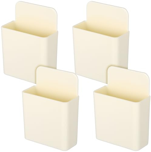 Veemoon Soporte de Pared para Mando a Distancia de ABS Color Beige Caja Adhesiva Multifuncional 4 Unidades Almacenamiento Práctico para Mandos Bolígrafos y Accesorios el Hogar