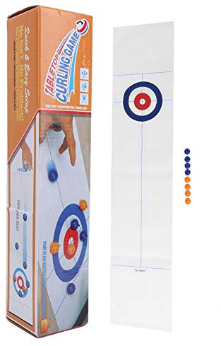 Tissting Jeu de Curling de Table Pliable pour Enfants et Adultes avec Surface Glissante, Jeux de Société Portable pour Coordination Main-Œil, pour Fêtes Familiales ou Réunio