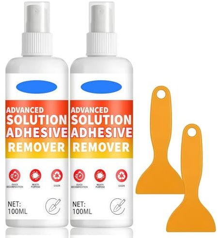 2 * 100ml Sticky Stuff Remover,Adhesive Remover Spray for Sticky Residue,Powerful Adhesive Remover with Scraper,Sticker Remover for Easy Removal of Stickers,Labels,Decals,Glue Remover Removes Sticker
