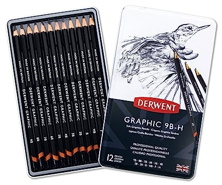 Derwent Graphic Weiche Bleistift-Zeichenstifte, Zeichnen & Schreiben, Ideal für Illustrationen & Schattierung, 12er-Set, Professionelle Qualität, 34215