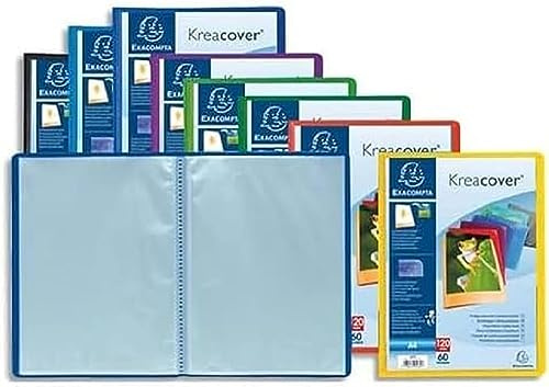 Exacompta 5740E Sichtmappe KeaCover aus Kunststoff DIN A4 mit 40 Klarsichthüllen, 80 Sichten, perfekt für die Schule und das Büro Aktenhülle, Prospekthülle, 1 Stück Zufallsfarbe