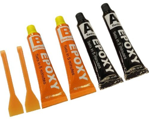 tablecloths4u 2 EPOXY RESIN STRONG GLUE AND 2 X HARDENER 2 X PLASTIC SPATULA METAL GLASS PLASTICS CERAMICS FOR MIXING AND SPREADING