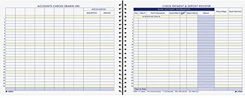 Adams Check Payment and Deposit Register, 8-1/2 x 11, 44 Pages (AFR60), White