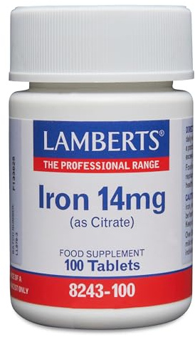 Lamberts Hierro 14Mg (Como Citrato) - Tabletas, Blanco, 100 Unidades