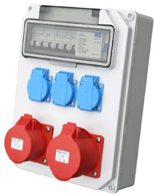 Wandverteiler CEE + 1x16A + 1x32A + 3x230V FI Baustromverteiler Steckdosenverteiler Komplett AWVT2