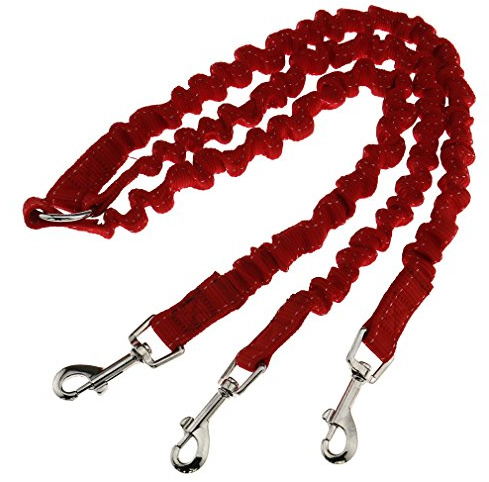 Triple coupleur pour Animal Domestique Chien Marche Laisse élastique Bungee Corde Splitter Rouge 3 Voies
