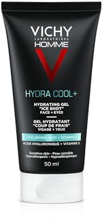 Vichy Homme Hydra Cool Viso, Trattamento Defaticante, Idratazione fino a 48h, Con Acido Ialuronico e Acqua Termale di Vichy, Sensazione di Freddo e Assorbimento Istantaneo*, 50 ml *Test strumentale