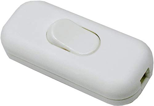Schnurzwischenschalter Weiß für 2G/3G Zuleitungen und Anschlusskabel Zwischenschalter mit Wippe EIN/AUS 1/250V