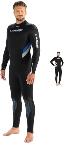 CRESSI Castoro Man Monopiece Wetsuit Black/Blue - Einteiliger Tauch Neoprenanzug für Herren,Schwarz/Blau