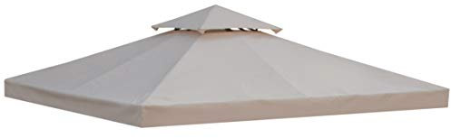 Outsunny Toit de Remplacement pour pavillon de Jardin Toile de Rechange pour pavillon tonnelle Tente 3 x 3 m Beige