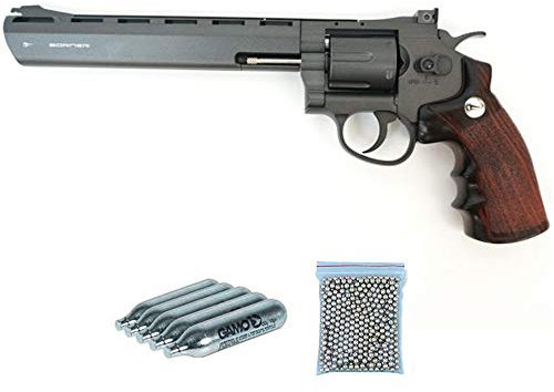 Borner Super Sport 703 8″ | Pack revólver de balines Full Metal (perdigones Bolas de Acero BB's). Arma de Aire comprimido CO2 Calibre 4,5mm Potencia: 2.55 Julios.