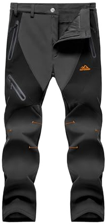 MAGCOMSEN Snow Ski Pants Men Water Resistant Fleece Lined Insulated Winter Work Pants for Men Skiing Fishing Black 34