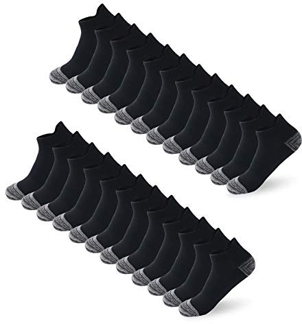 BUDERMMY Calzini Uomo, 12 Paia Calze Sportivi Uomo Donna rinforzati tallone e punta Corti in Cotone Traspirante Sportive Calze Donna (41-46, Nero)