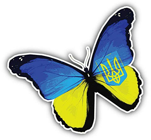10cm! Klebe-Folie Wetterfest Made-IN-Germany Ukraine Grunge Flag Flagge Fahne Wappen Butterfly Schmetterling G1314 UV&Waschanlagenfest Auto-Aufkleber Sticker Decal