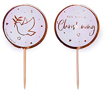 Anniversary House Pink On Your Christening Cupcake Toppers