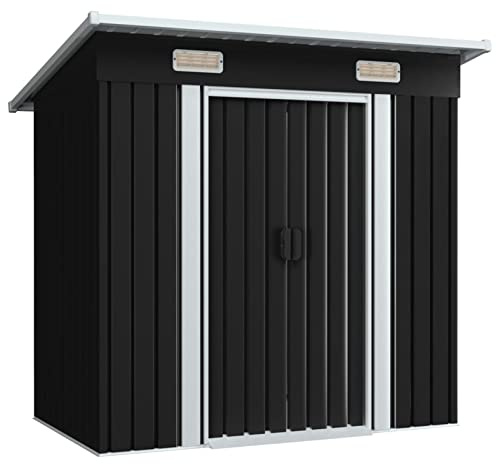 Susany trädgårdsskjul utrustningshus med 2 ventilationsöppningar, var och en med en storlek på 23 x 10 cm, utrustningsskjul trädgårdshus skjul metallverktygshus 190 x 124 x 181 cm