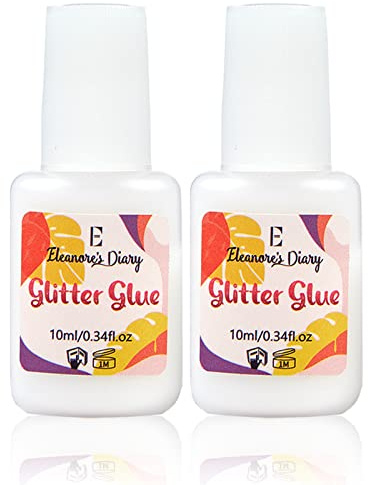 Hudlim för glitter, Eleanore's Diary 10 ml*2 Glitterlim, lim för glitter, luktfritt & icke-toxiskt, glittertatueringslim för karneval, smink, Halloween, jul, Cosplay