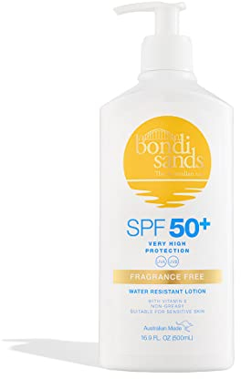 Bondi Sands SPF 50+ Fragrance Free - Sunscreen Lotion Value Pump Pack 500mL| UVA & UVB Protection | Suitable for Sensitive Skin | Vegan + Cruelty Free | 500ml/16.9 Fl Oz