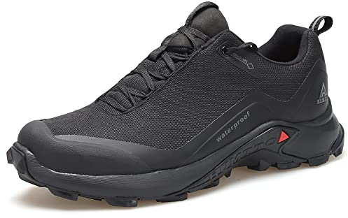 HUMTTO Men's All-Terrain Waterproof Hiking Shoes Lightweight Breathable Trekking Trails Shoes Anti Slip Outdoor Shoes 10.5 Black