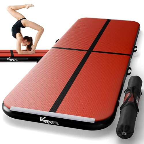 KM KM Fit gymnastikmatta, uppblåsbar Airtrack, 3 m, tumbling-matta, uppblåsbar fitnessmatta, gymnastikmatta inklusive bärväska, elektrik. luftpump och lappset, träningsmatta,