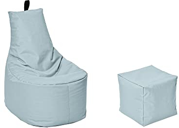MILLINDABAG Modern Sitzsack für Kinder und Erwachsene Sessel Kissen In & Outdoor Gaminggeignet & bereits gefüllt Sitzkissen Bodenkissen (Grau, XXL - Durchmesser 78 cm mit Hocker)