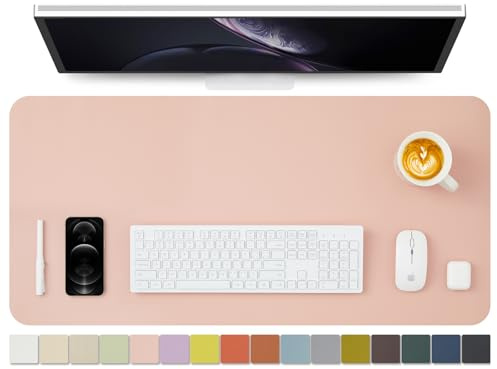 Leder-Schreibtischunterlage – rutschfeste PU-Schreibtischunterlage und Mauspads für Büro und Zuhause – Schreibtisch-Organisation und Zubehör (Rosa,90cmx 43cm)