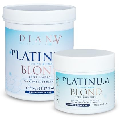 DIANA BEAUTY CREATIVE - B-Tox für Haare und Haarmaske, Großes Set, Haarkur mit Zusatz von Hyaluronsäure, Violettes Pigment, Haarregeneration, Haarpflege - Platinum, 1000g + 500g